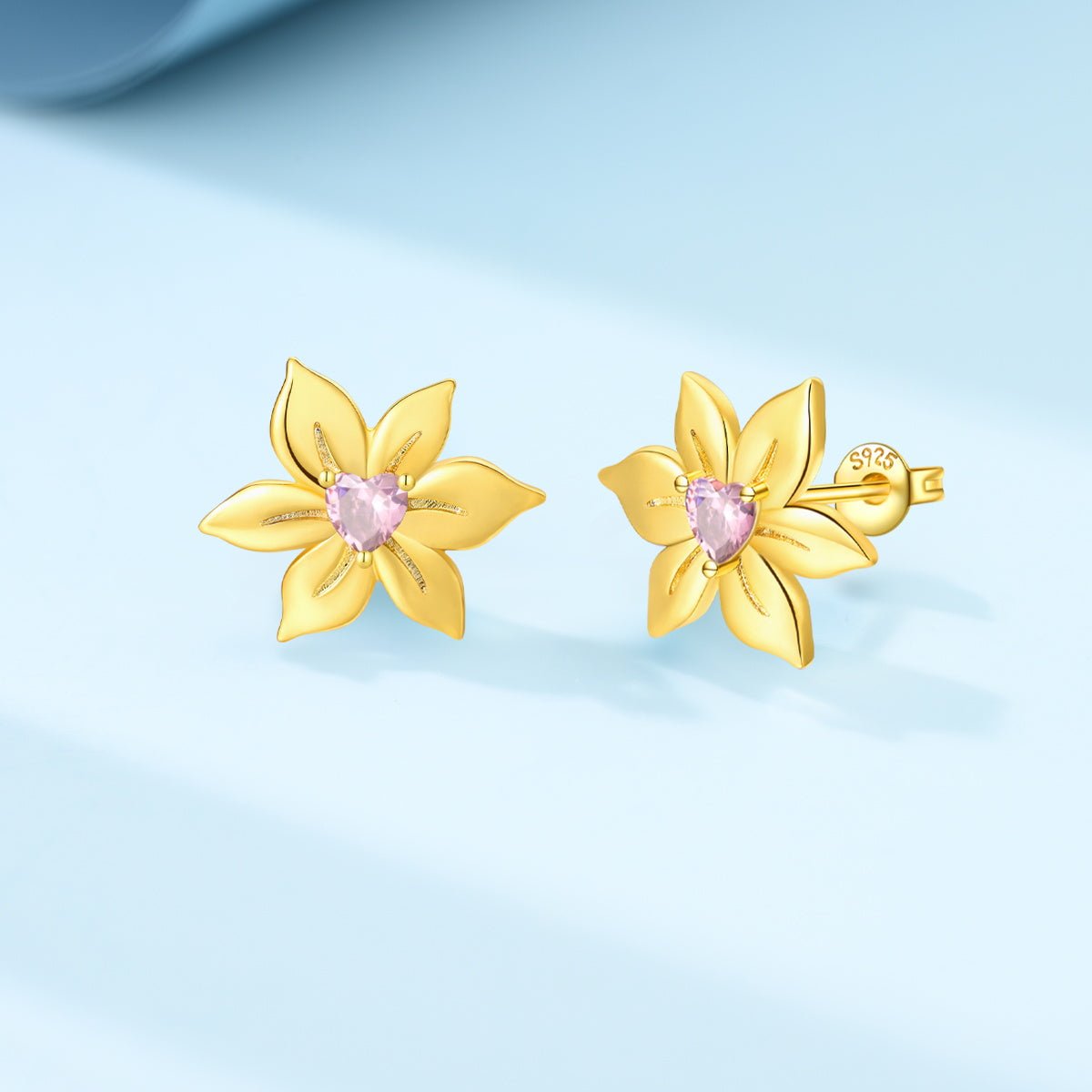 Pangama Jewelry Golden Blossom Heart Stud Earrings