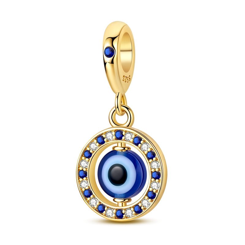 Pangama Jewelry Golden Blue Evil Eye Protection Dangle Charm