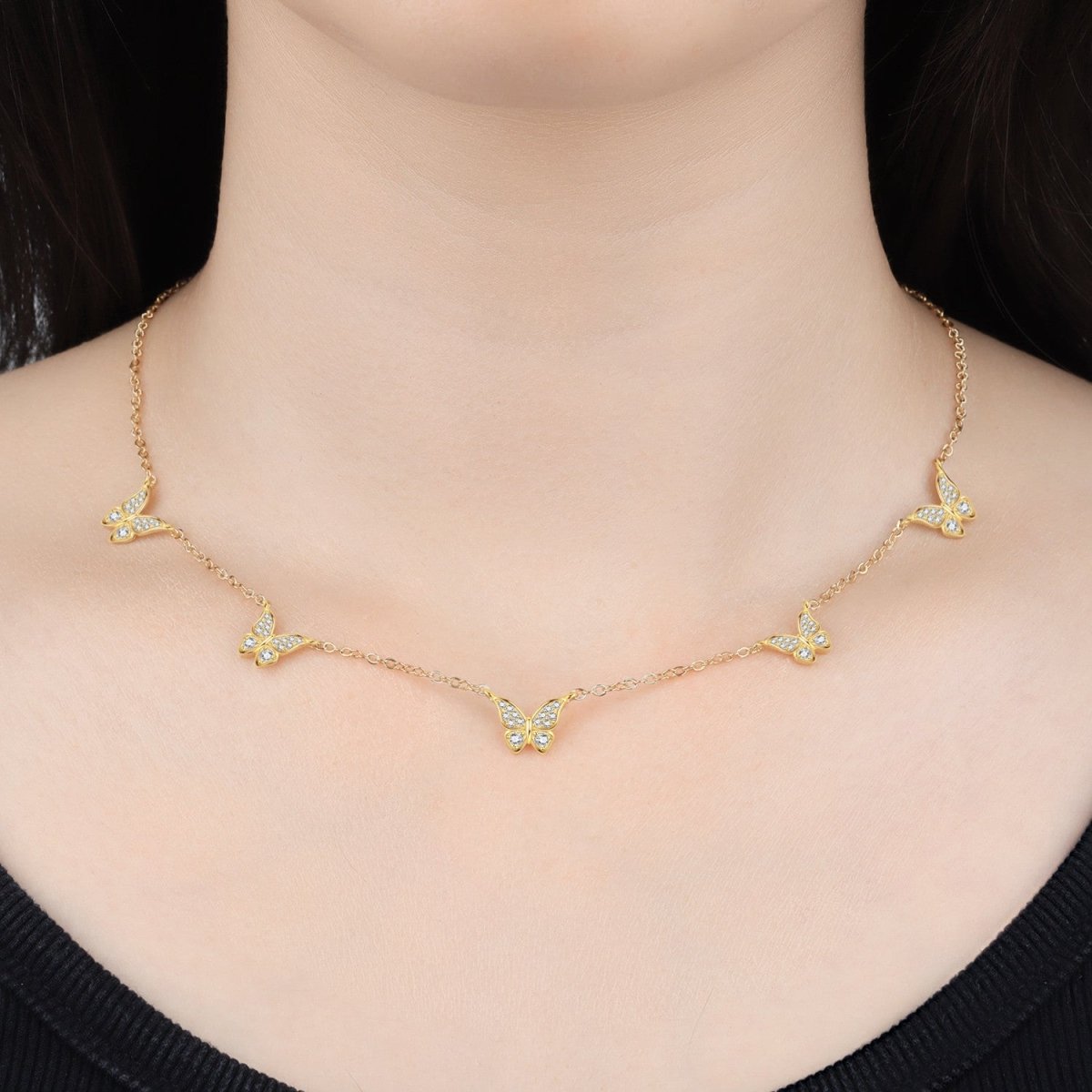 Pangama Jewelry Golden Butterfly Station Necklace