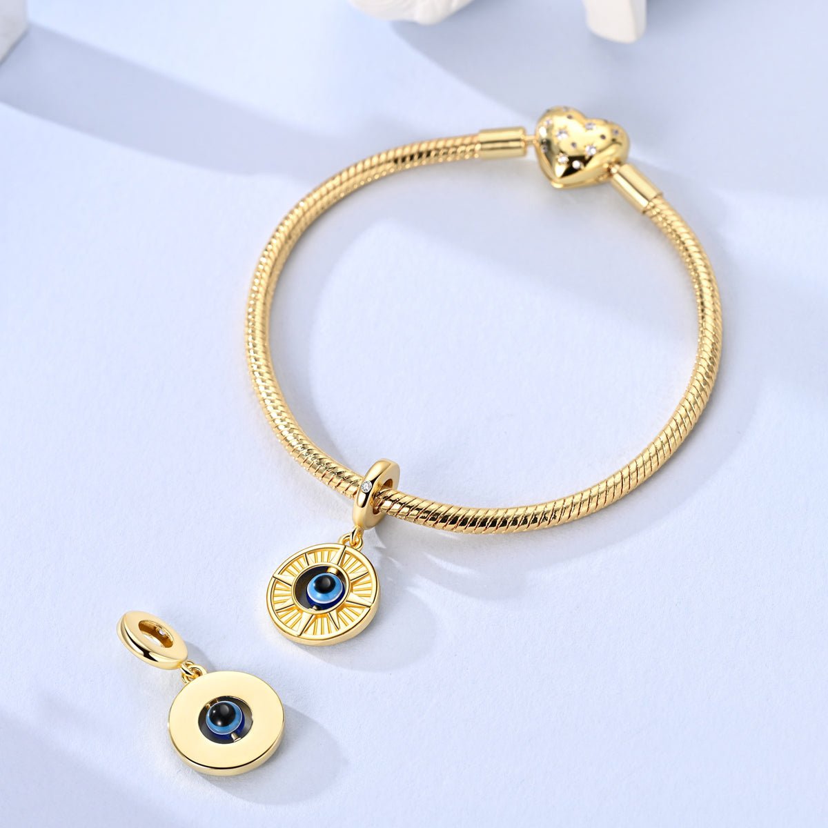 Pangama Jewelry Golden Compass Evil Eye Dangle Charm