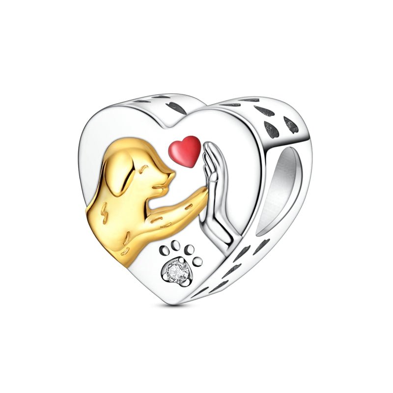 Pangama Jewelry Golden Dog with Heart High - Five Charm