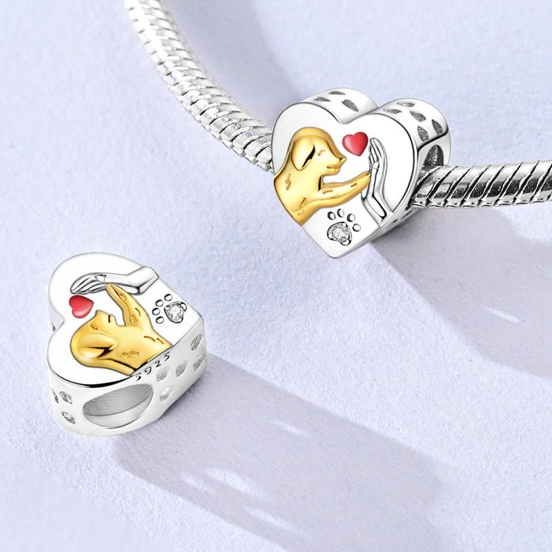 Pangama Jewelry Golden Dog with Heart High - Five Charm