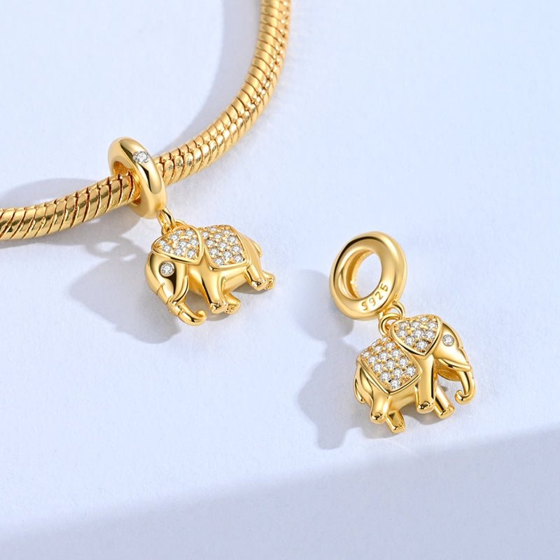 Pangama Jewelry Golden Elephant of Luck & Love Dangle Charm