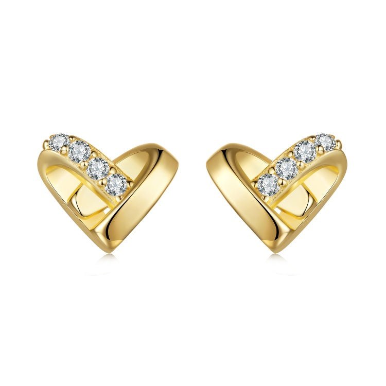 Pangama Jewelry Golden Embrace Heart Stud Earrings