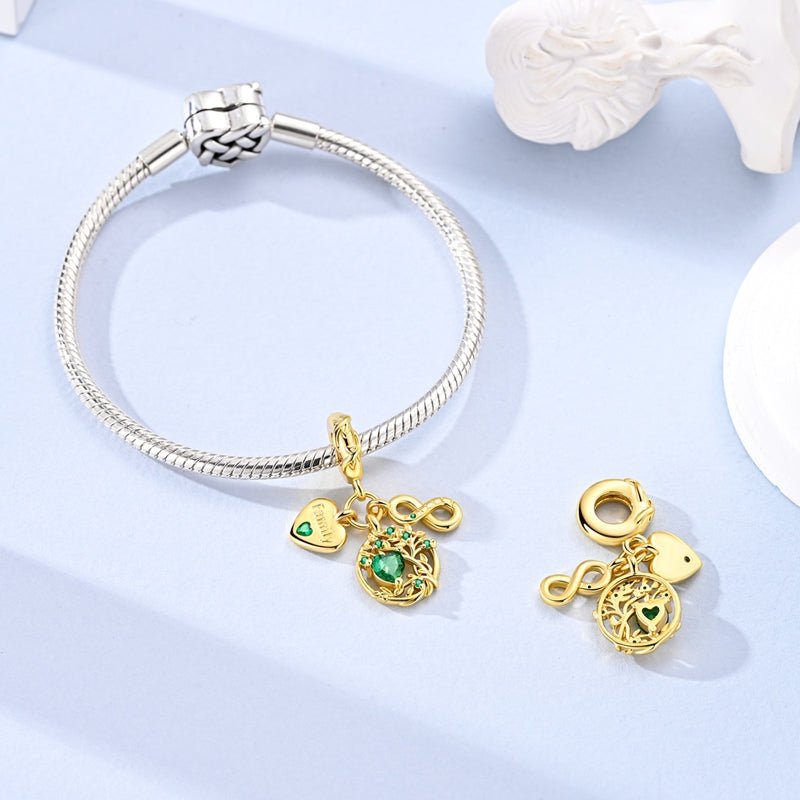 Pangama Jewelry Golden Family Tree of Life & Forever Dangle Charm