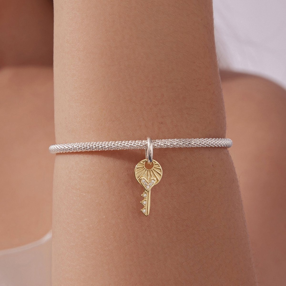 Pangama Jewelry Golden Heart Key Charm