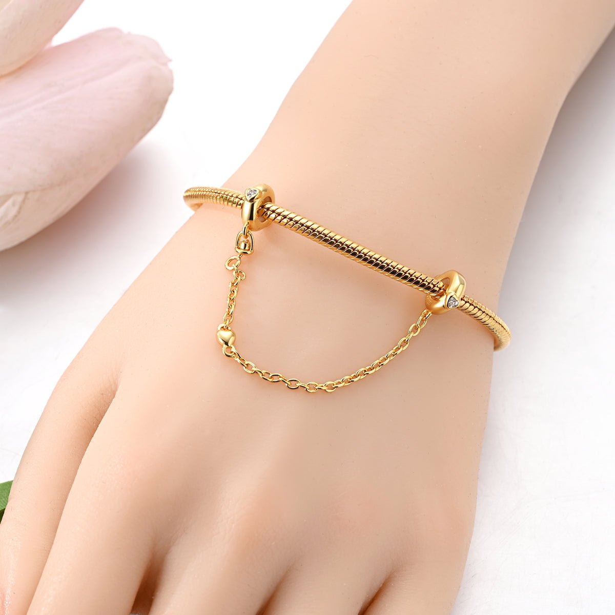 Pangama Jewelry Golden Heart Safety Chain Charm