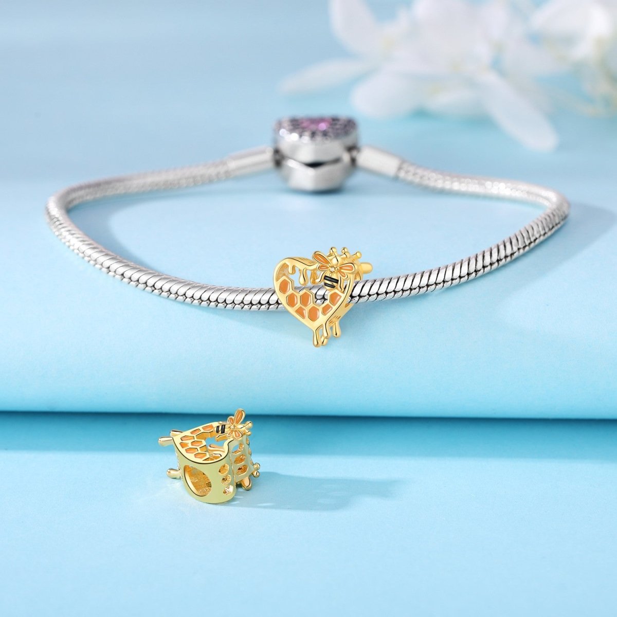 Pangama Jewelry Golden Honey Bee Heart Charm