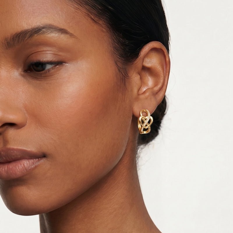 Pangama Jewelry Golden Infinity Heart Hoop Earrings