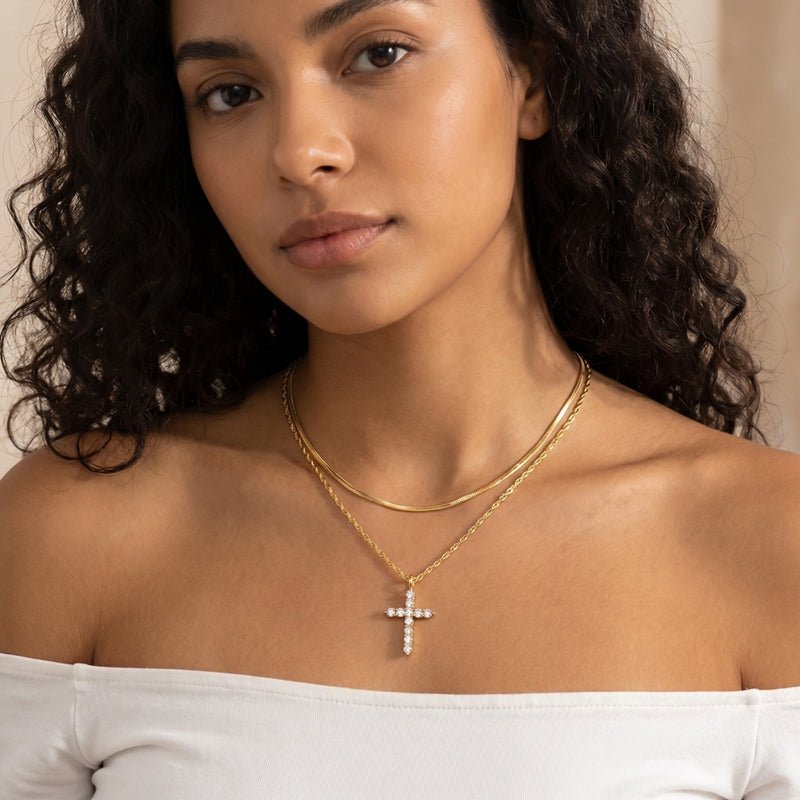 Pangama Jewelry Golden Layered Cross Necklace