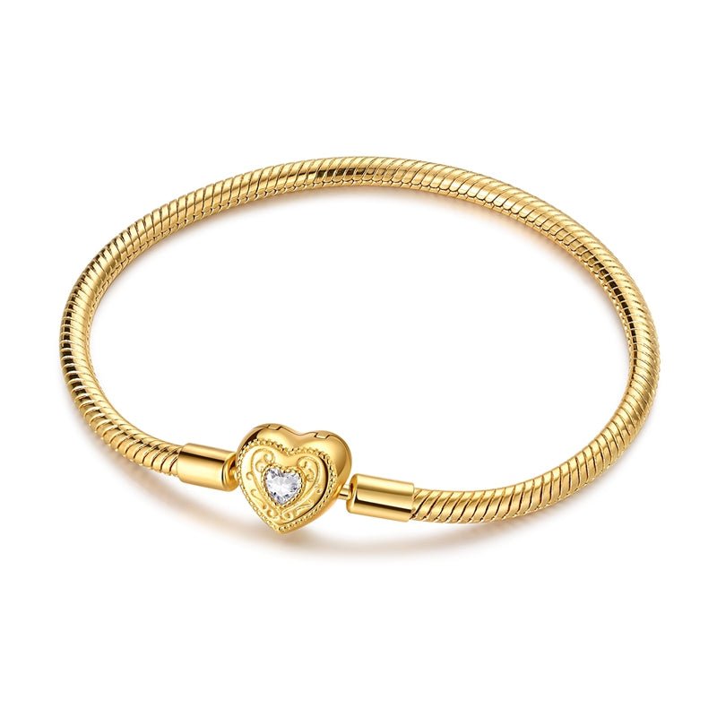 Pangama Jewelry Golden Love Heart Snake Chain Bracelet