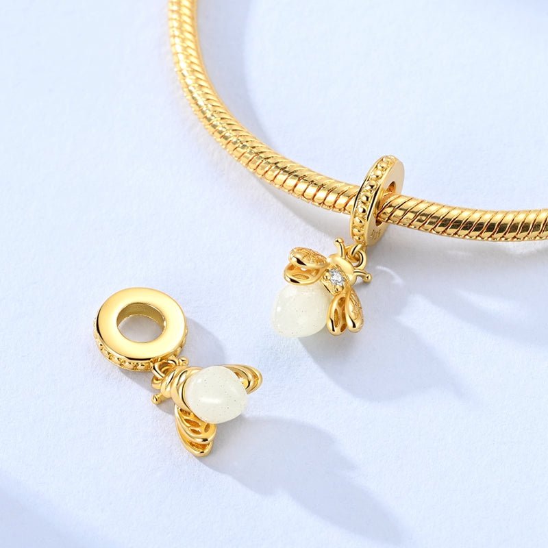 Pangama Jewelry Golden Luminous Bee Dangle Charm