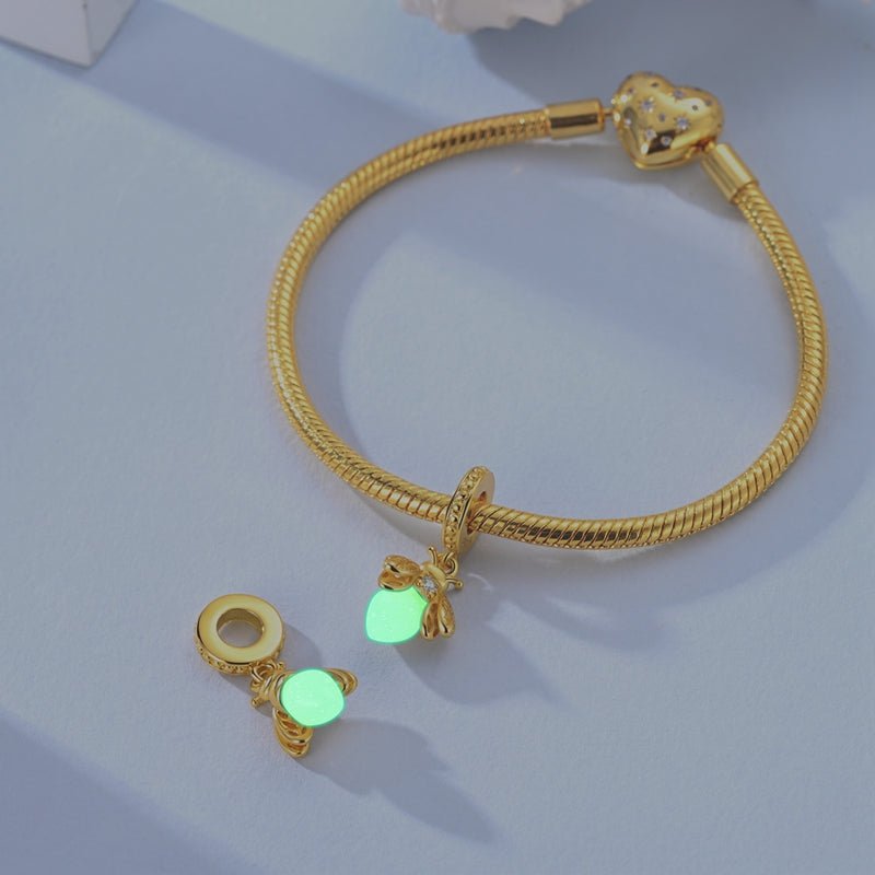 Pangama Jewelry Golden Luminous Bee Dangle Charm