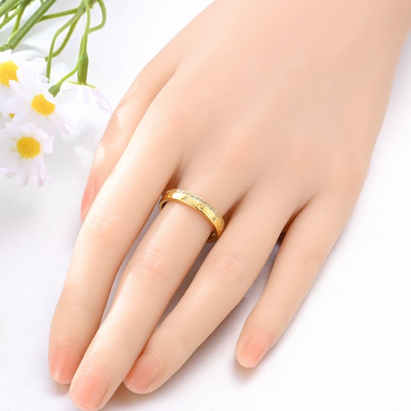 Pangama Jewelry Golden Moon & Star Sparkle Band Ring