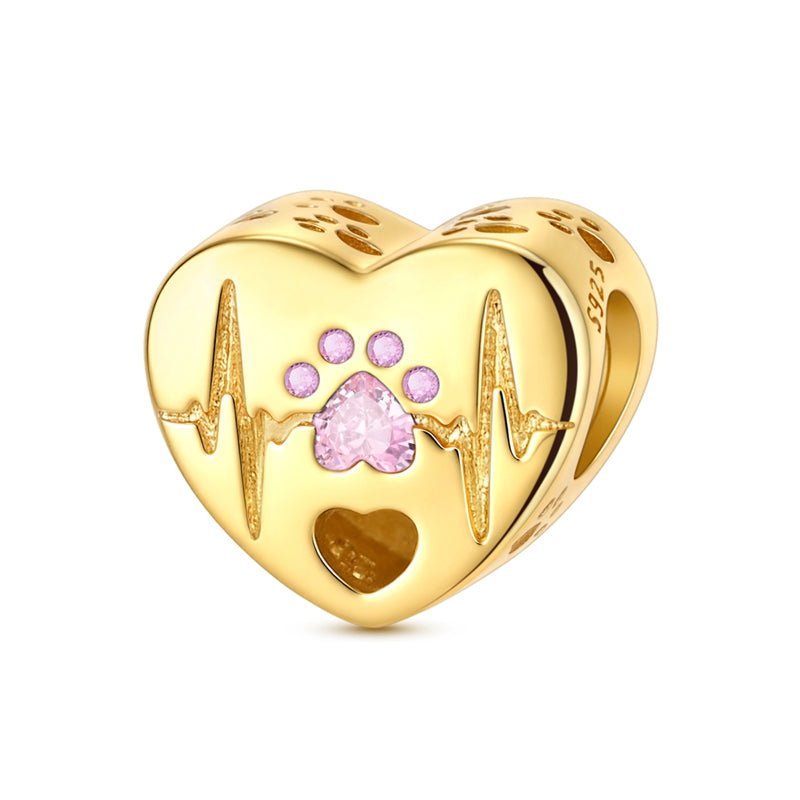 Pangama Jewelry Golden Paw Heartbeat Heart Charm