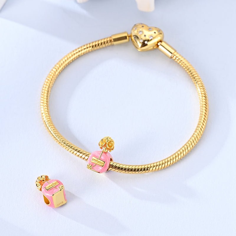 Pangama Jewelry Golden Pink Perfume Bottle Charm