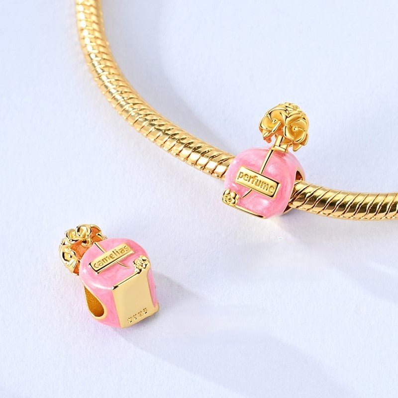Pangama Jewelry Golden Pink Perfume Bottle Charm