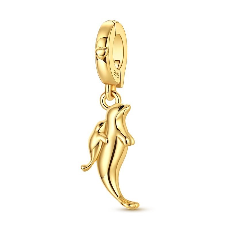 Pangama Jewelry Golden Sea Cat Mother & Baby Dangle Charm