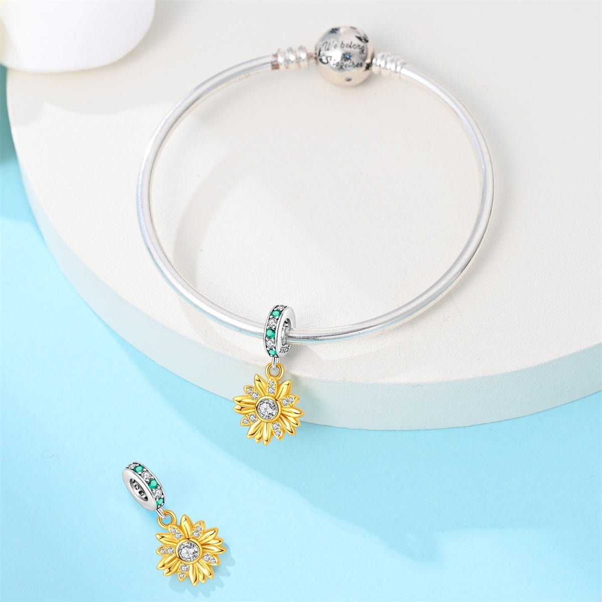 Pangama Jewelry Golden Sunflower Bloom Dangle Charm