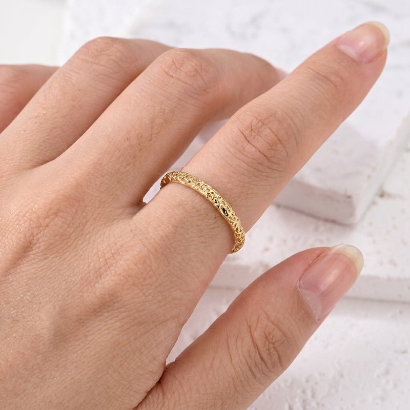 Pangama Jewelry Golden Vintage Filigree Band Ring