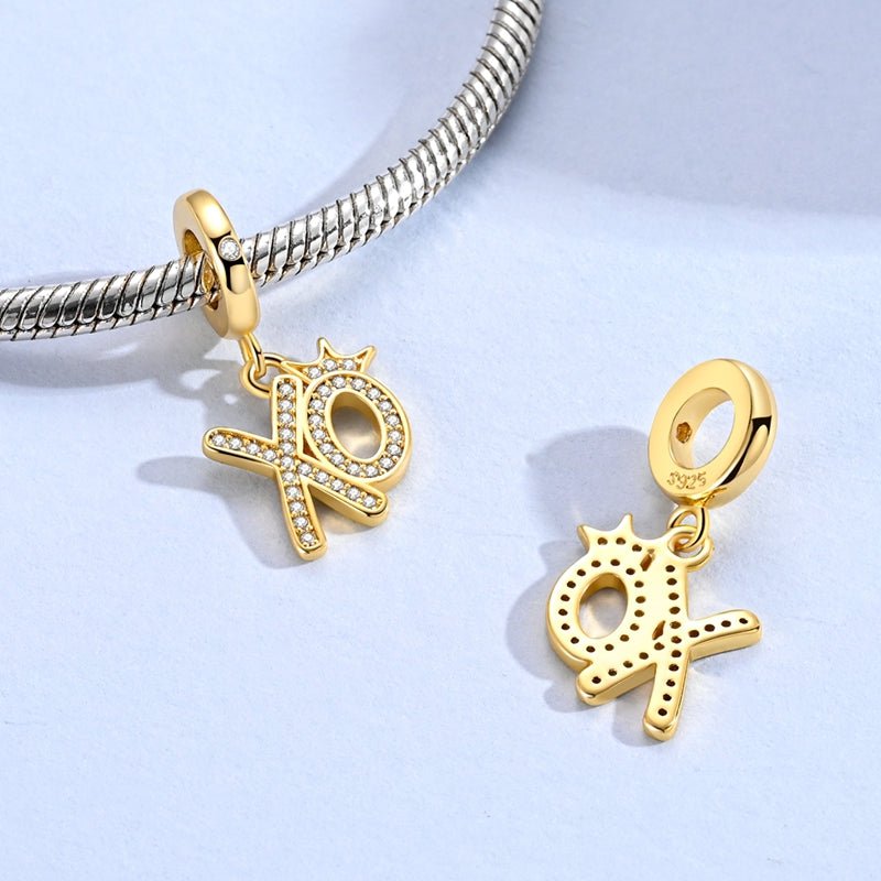 Pangama Jewelry Golden XO Crown Dangle Charm