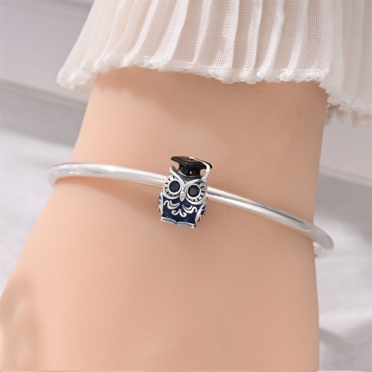 Pangama Jewelry Graduation Owl with Blue Crystal Eyes Charm