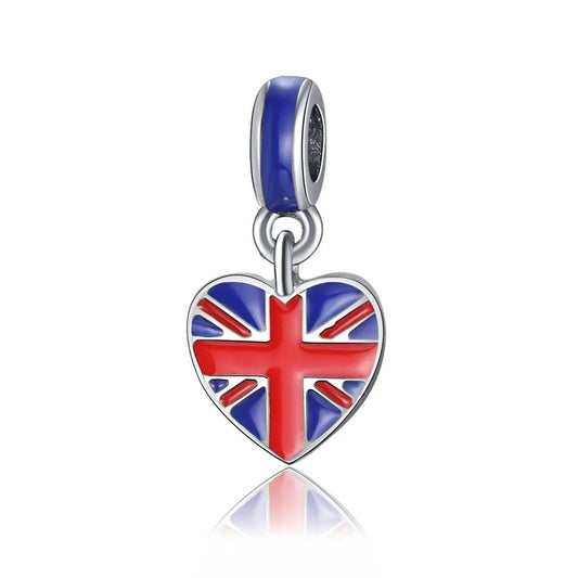 Great Britain Union Jack Heart Dangle Charm