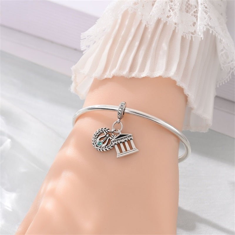 Pangama Jewelry Greece Temple & Laurel Wreath Dangle Charm