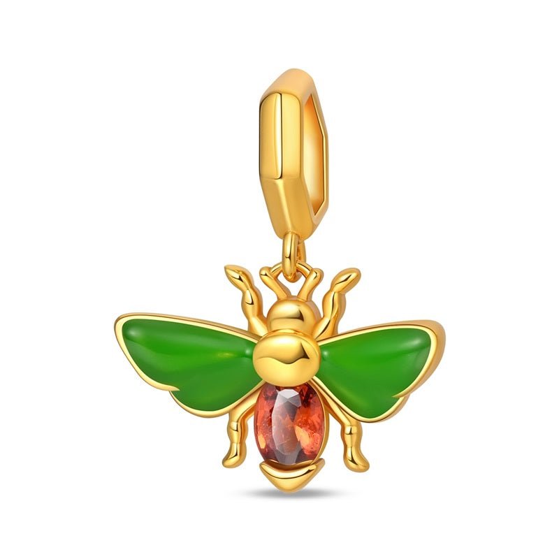 Pangama Jewelry Green & Gold Bee Dangle Charm