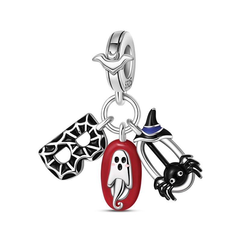 Pangama Jewelry Halloween Mask, Ghost & Spider Dangle Charm