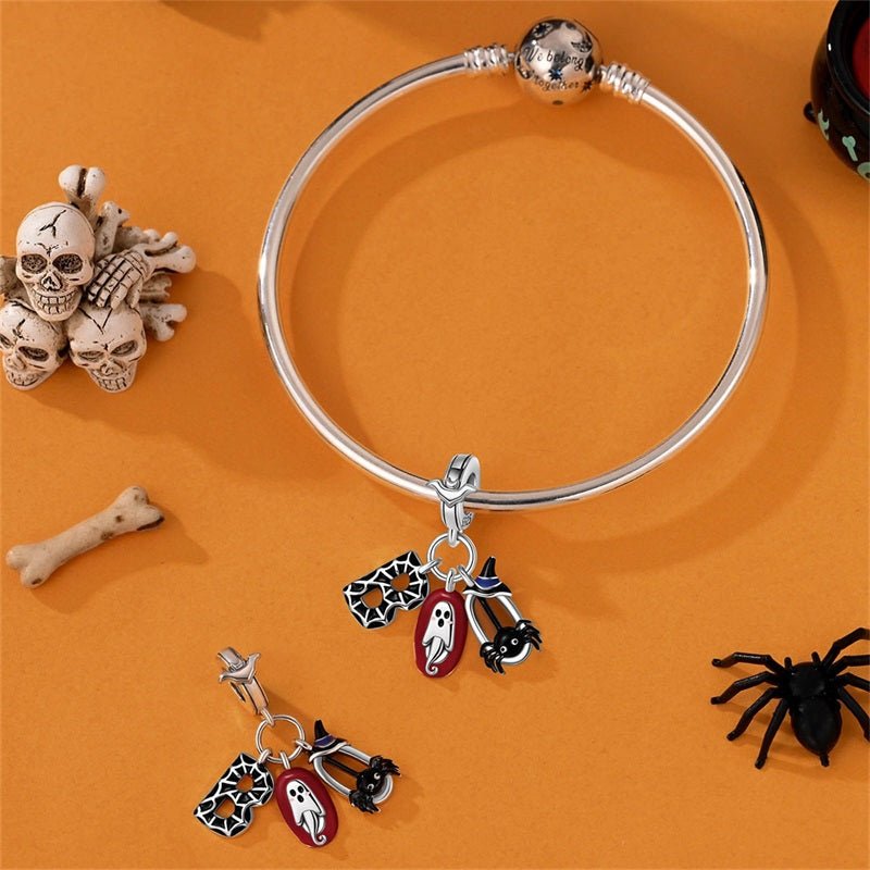Pangama Jewelry Halloween Mask, Ghost & Spider Dangle Charm