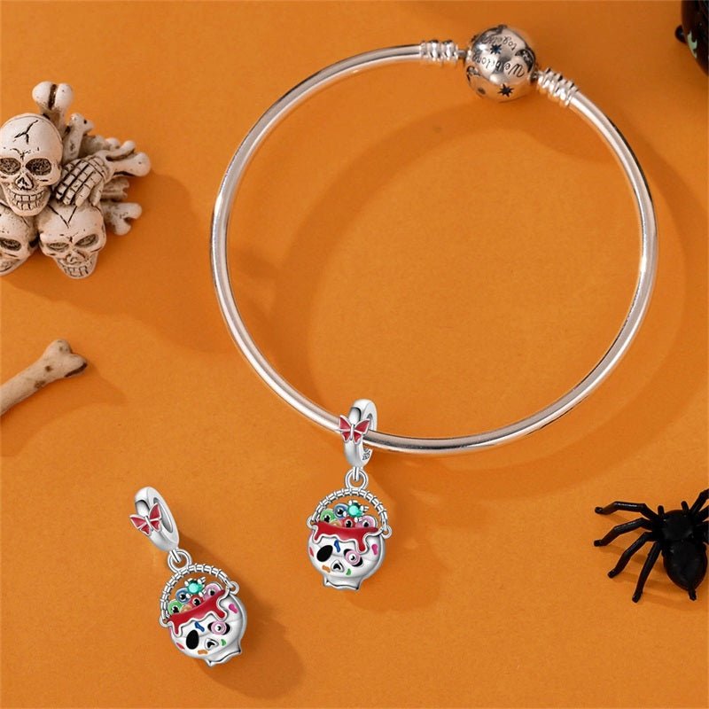 Pangama Jewelry Halloween Skull Cauldron Dangle Charm