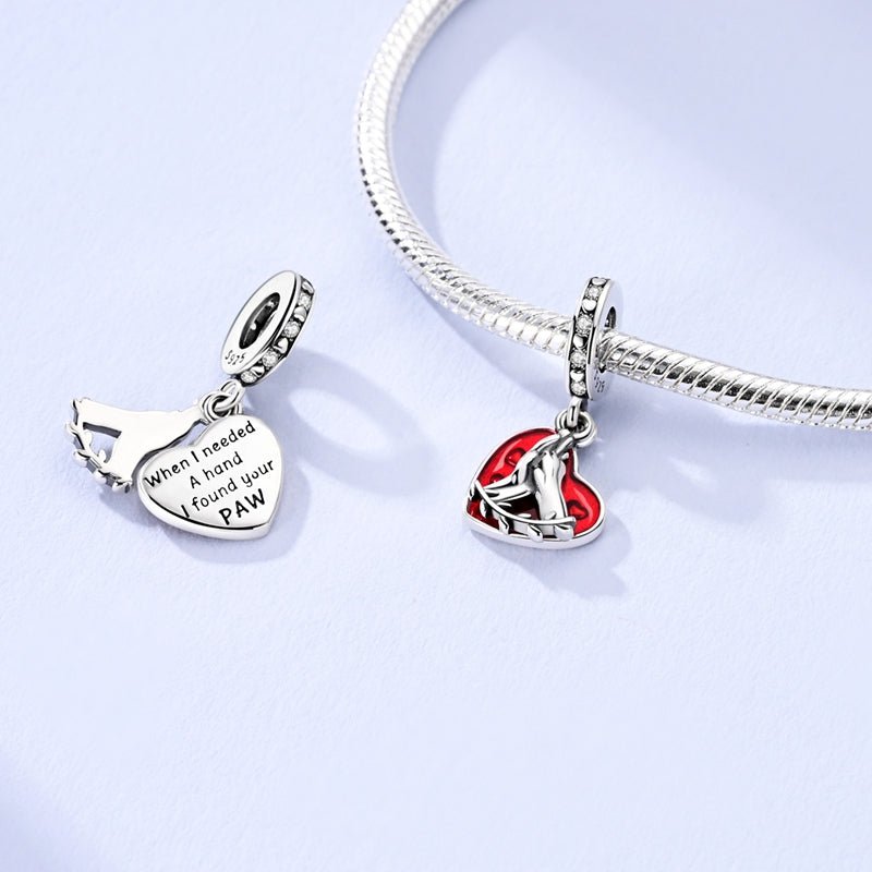 Pangama Jewelry Hand & Paw Heart Dangle Charm