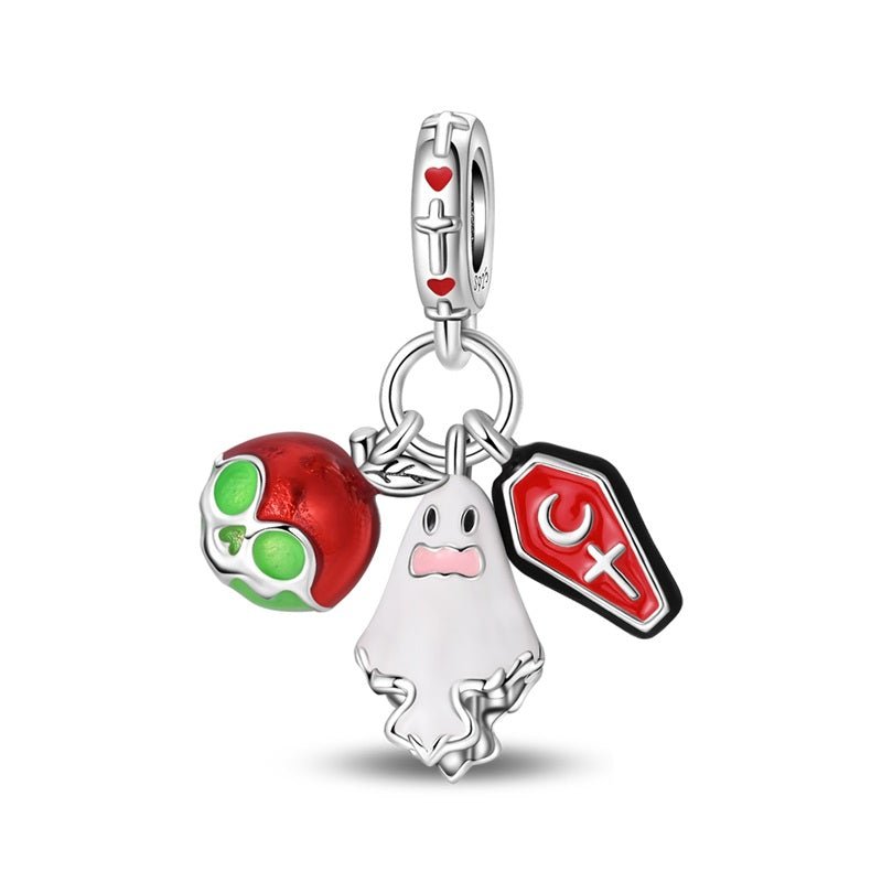 Pangama Jewelry Haunted Ghost, Skull & Coffin Dangle Charm