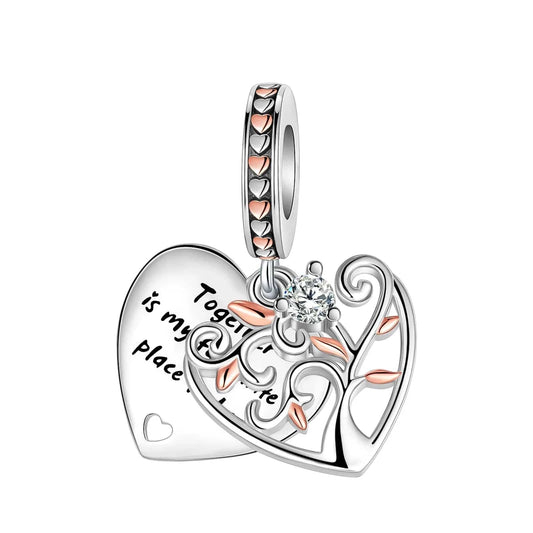 Heart Family Together Tree Dangle Charm