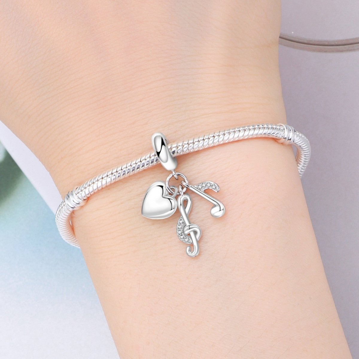 Pangama Jewelry Heart & Music Notes Dangle Charm
