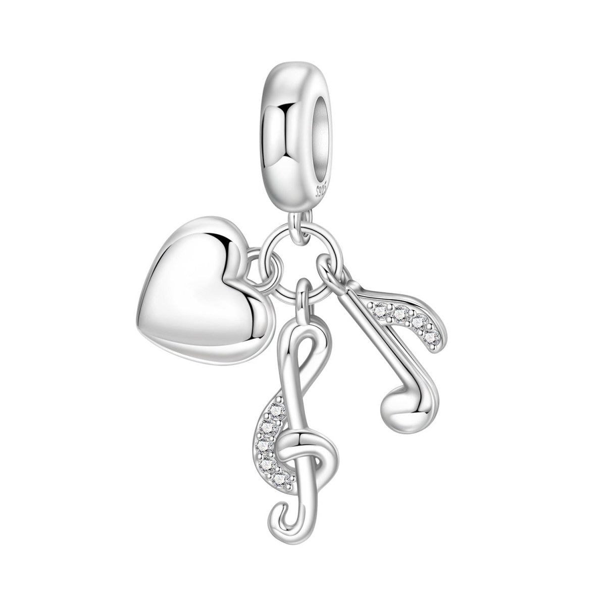 Pangama Jewelry Heart & Music Notes Dangle Charm