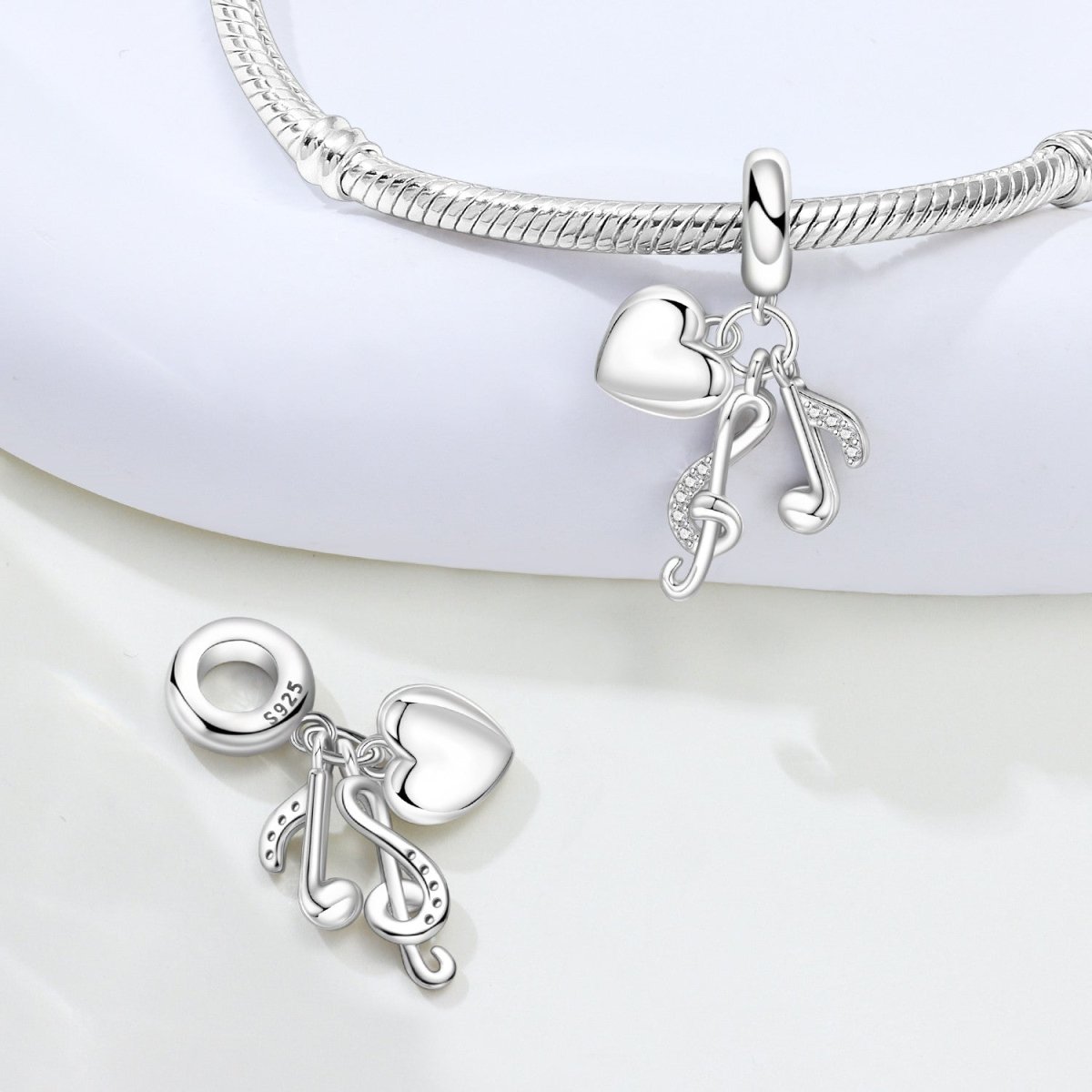 Pangama Jewelry Heart & Music Notes Dangle Charm