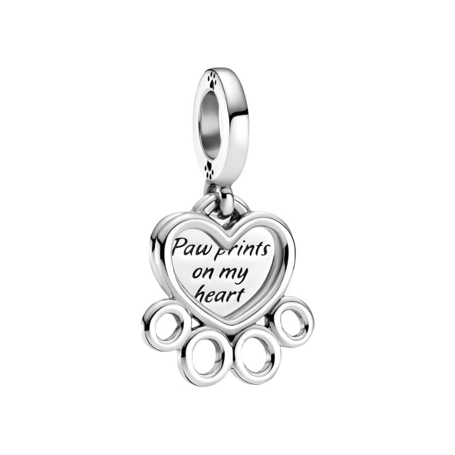 Hearts & Paw Print Dangle Charm