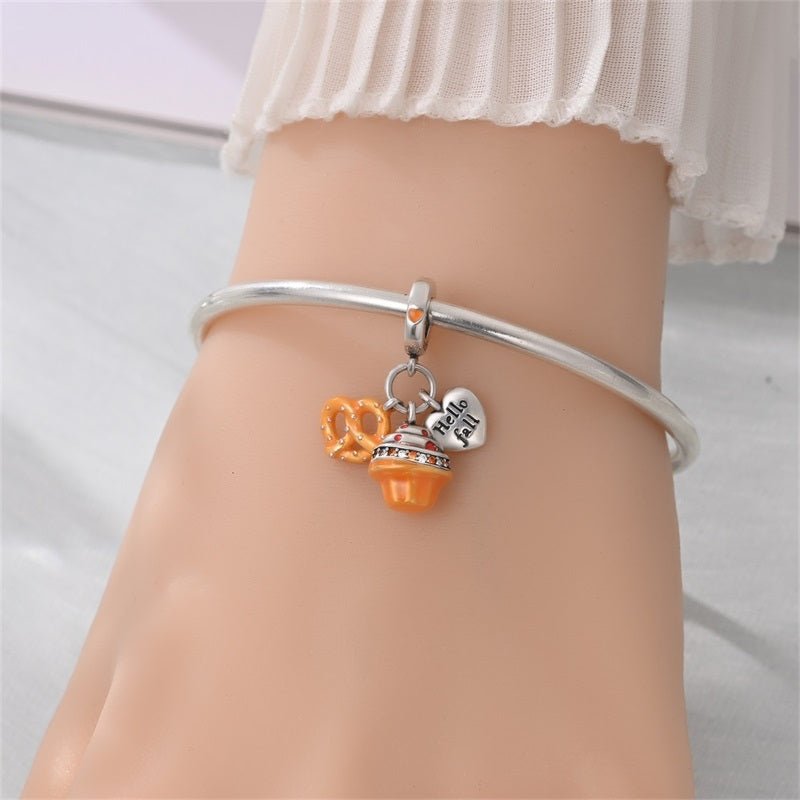 Pangama Jewelry Hello Fall Cupcake & Pretzel Dangle Charm