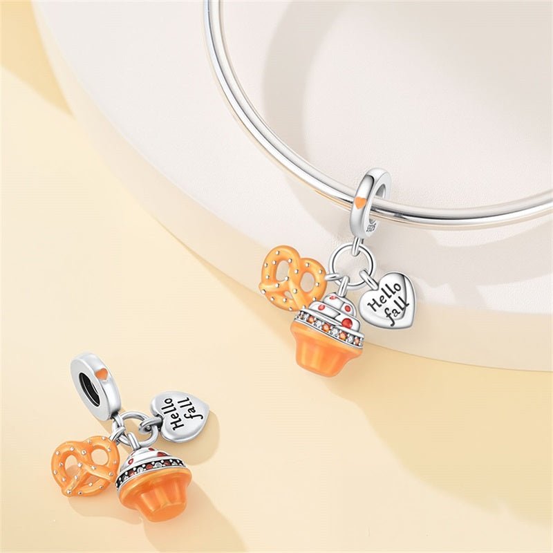 Pangama Jewelry Hello Fall Cupcake & Pretzel Dangle Charm