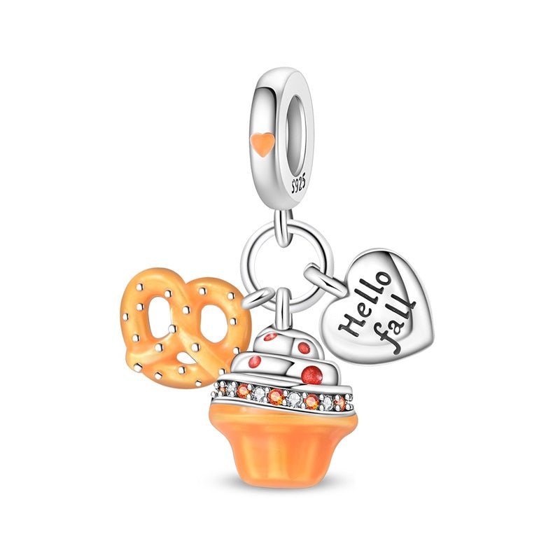 Pangama Jewelry Hello Fall Cupcake & Pretzel Dangle Charm