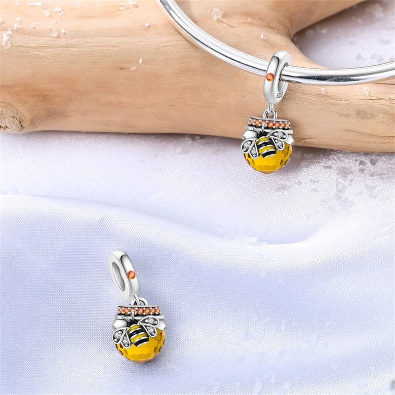 Pangama Jewelry Honey Bee & Amber Honey Pot Dangle Charm