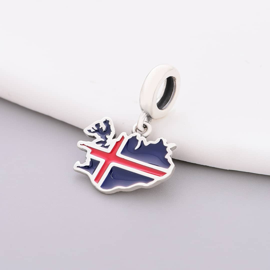 Pangama Jewelry Iceland Map Flag Dangle Charm
