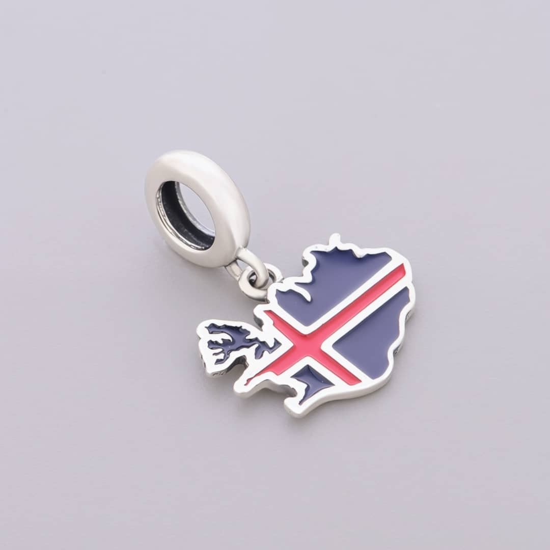 Pangama Jewelry Iceland Map Flag Dangle Charm