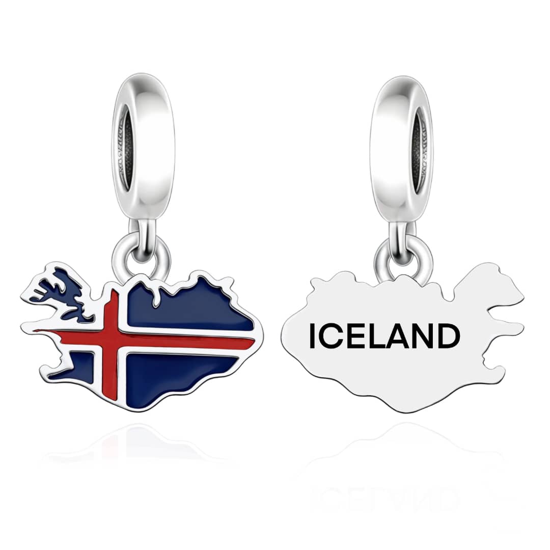 Pangama Jewelry Iceland Map Flag Dangle Charm