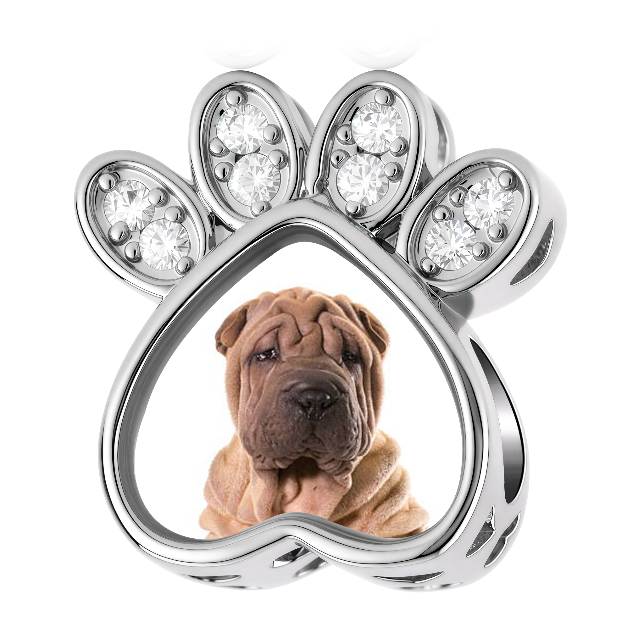 Personalized Pet Photo & Paw Prints Heart Charm