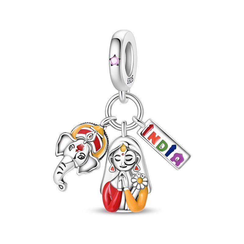 Pangama Jewelry India Namaste, Ganesh & Flag Dangle Charm