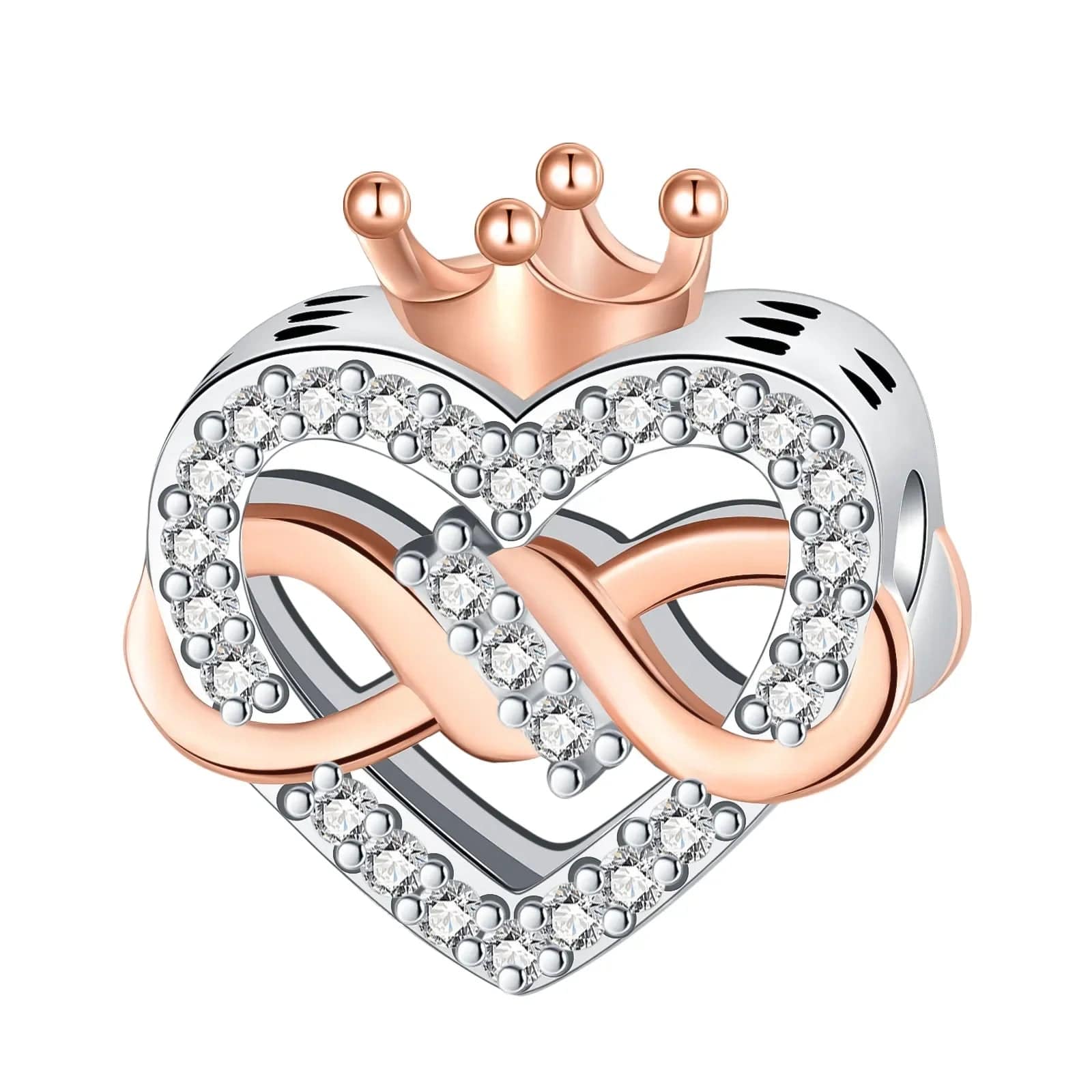 Infinity Queen Crown Heart Charm