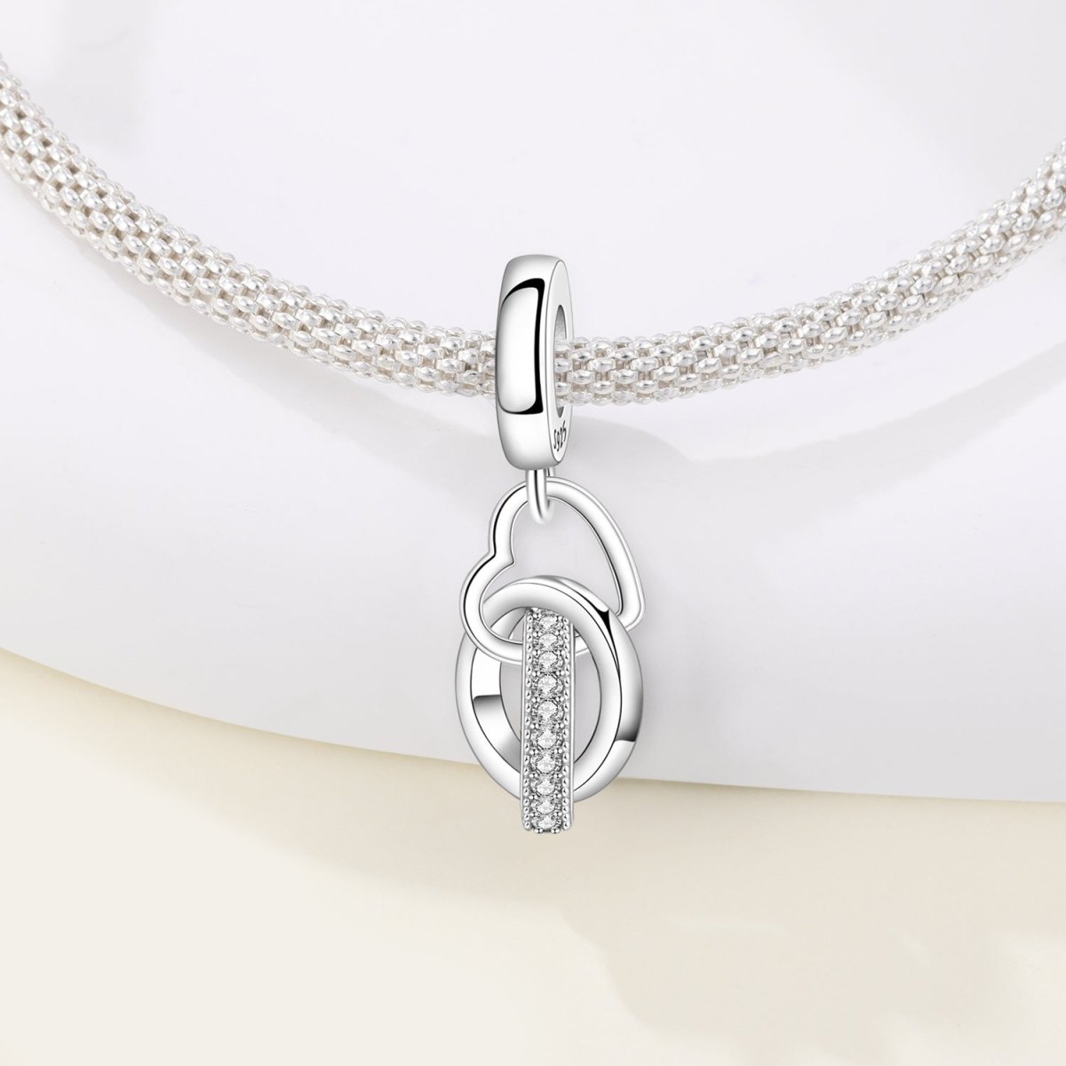 Pangama Jewelry Interlocking Rings & Heart Dangle Charm